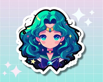 Sticker Sailor Neptune, sticker Sailor Moon kawaii, sticker esthétique, sticker Sailor, sticker bouteille, sticker pour ordinateur portable, sticker anime, sticker mignon