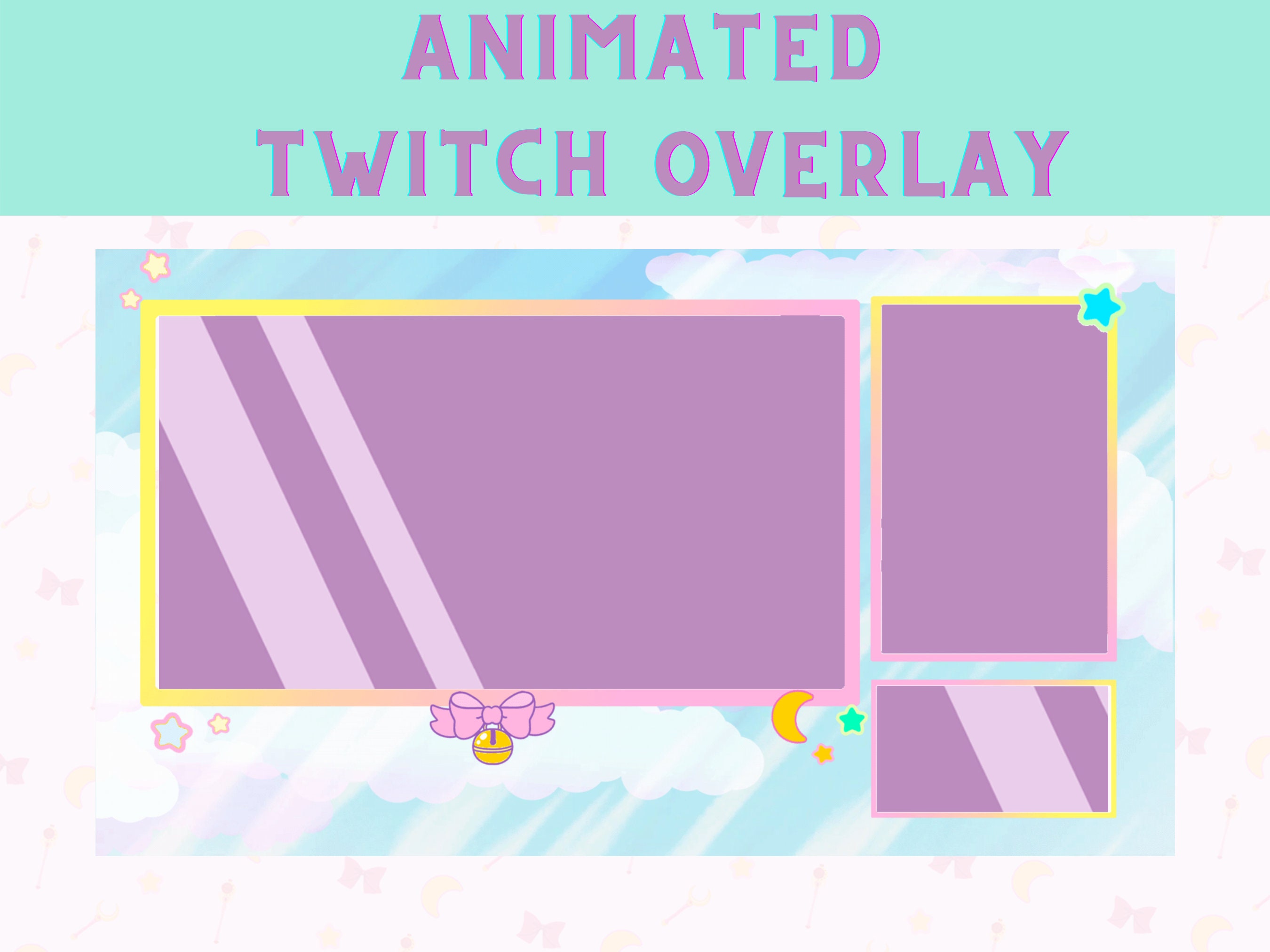 Animated Twitch cute magical girl overlay kawaii overlay | Etsy