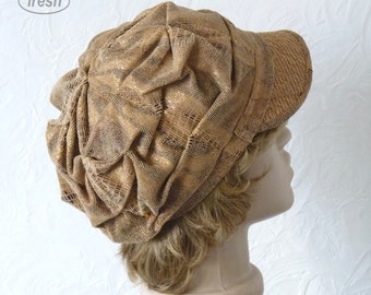 Beige Newsboy cap, Winter women's Newsboy cap, Warm women's cap, Women's winter hats