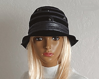 Black felt hat, Women's felt hat, Warm winter hat, Gray hat for women