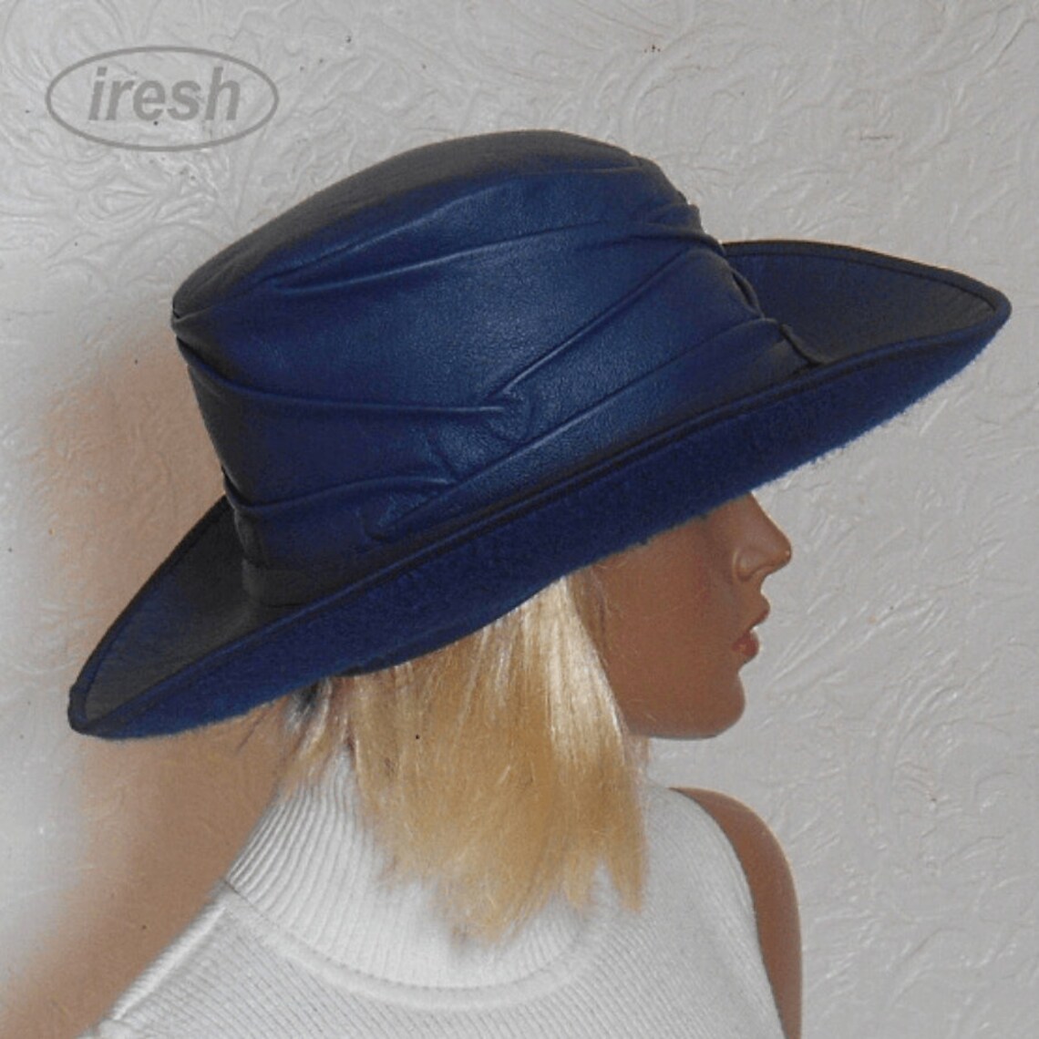 Cowboy Hat Women's Leather Hat Blue Winter Hat Warm Etsy