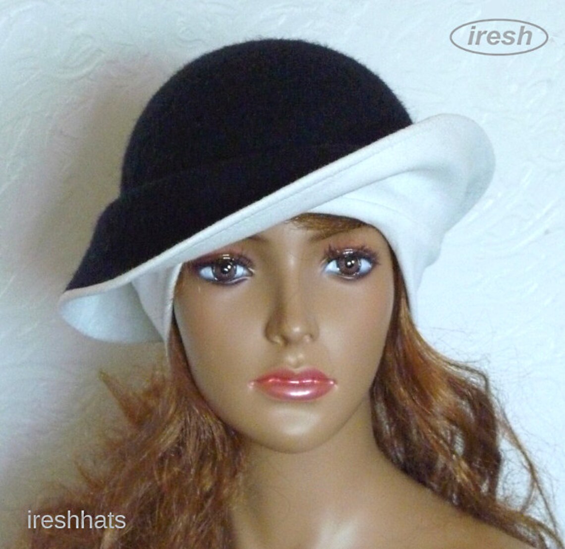 Black Hat Women's Felted Hat White Winter Hat Warm Etsy