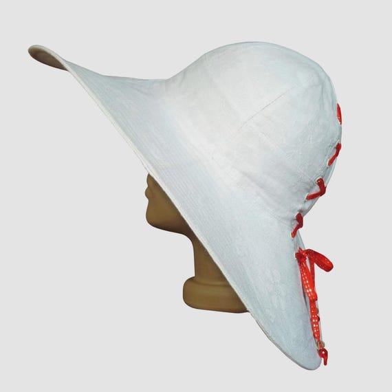 White lace brim hat Womens Sun Hat Floppy Wide Brim Lace Beach Cap UPF 50+  main image 3