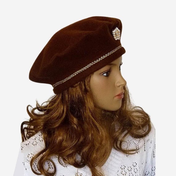 Elegant Brown Wool Beret French Artist Women main image 2