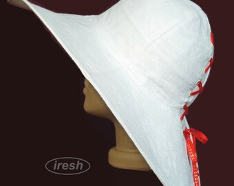 White wide-brimmed hat, Summer white hat, Women's Linen hat, Beach white hat, Wide Brim Hat for Womens