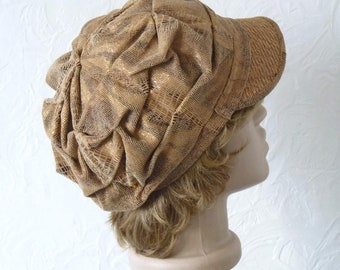 Beige Newsboy cap, Winter women's Newsboy cap, Warm women's cap, Women's winter hats