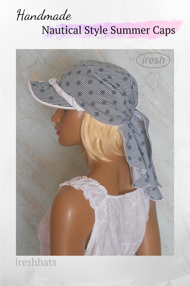 Summer Bandana Sun Visor Nautical Style Summer Hat Etsy