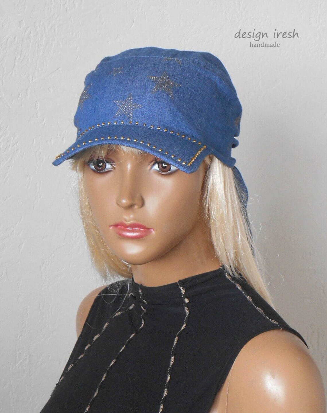 Denim Bandana With Visor Summer Denim Head Cover Women's Etsy