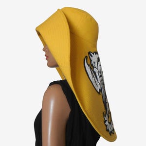 Yellow Linen Beach Hat Extra Large Brim Women Summer Asymmetric Hat Chic Hat for Beach Party, Summer Eco Wide Brim Hat Sun Protection