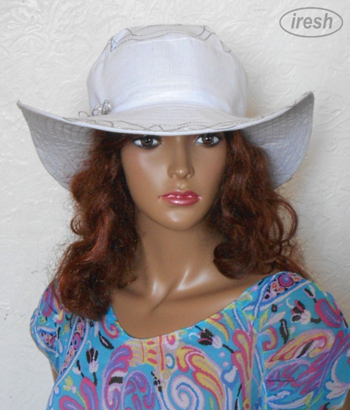 White Summer Hat Women's Linen Hat Hat for Summer Party Etsy
