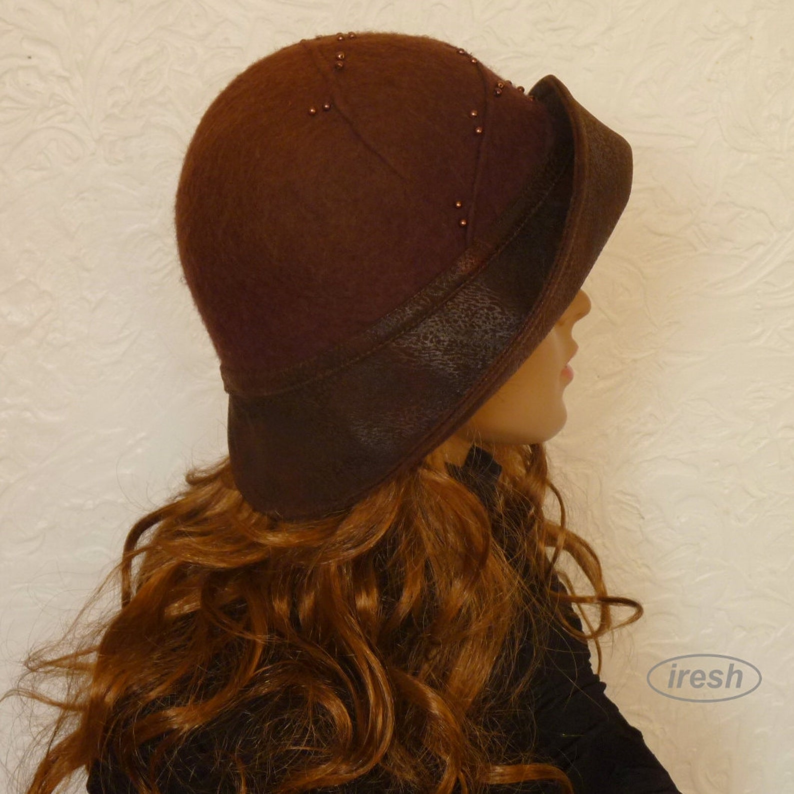 Women's Brown hat Felt hat Wool Warm Hat Woolen Winter Etsy