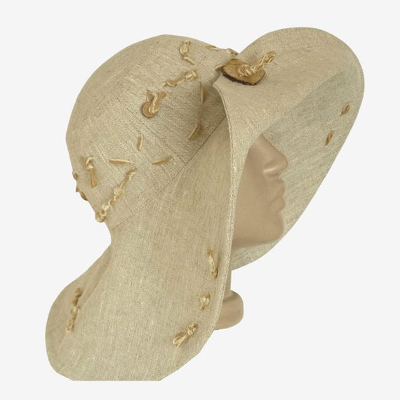 Natural Linen Wide Brim Hat, Eco-Friendly Summer Travel Beach Accessory Women