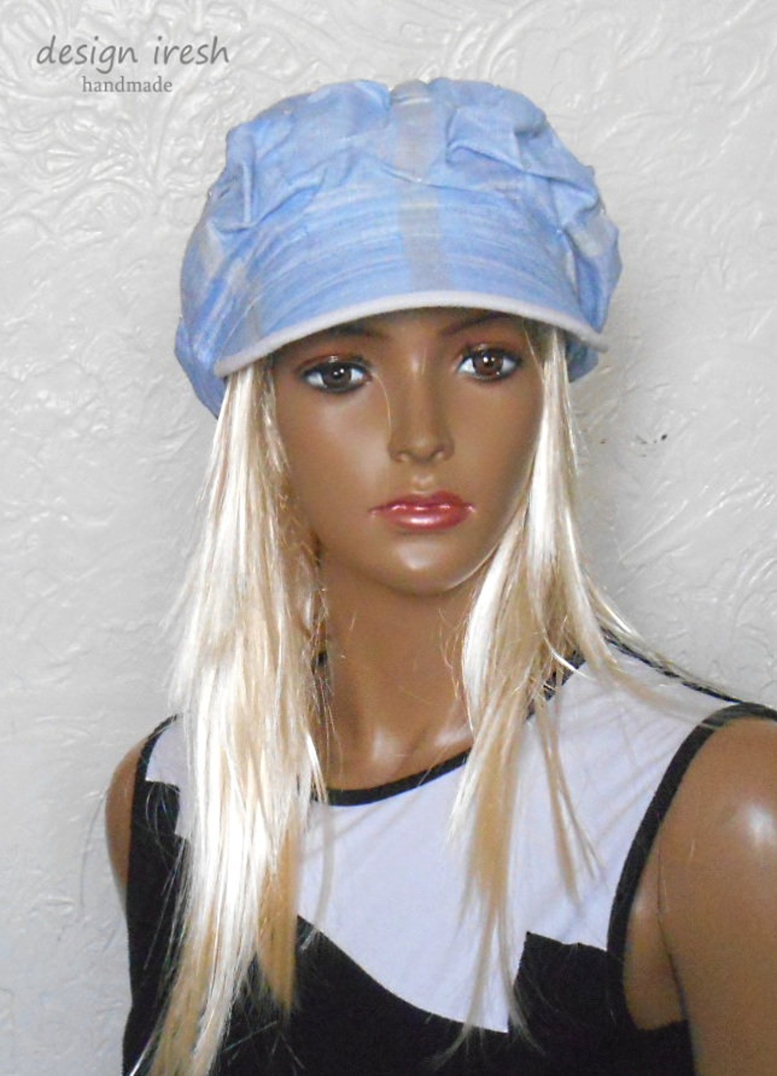 Womens Summer Cap Blue Newsboy Cap Linen Cap for Women Etsy