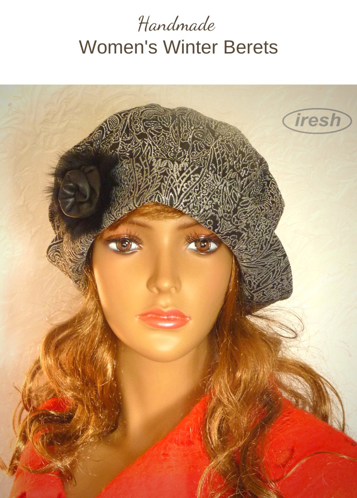 Women's Gray Beret Women's Winter Hat Warm Hat Etsy