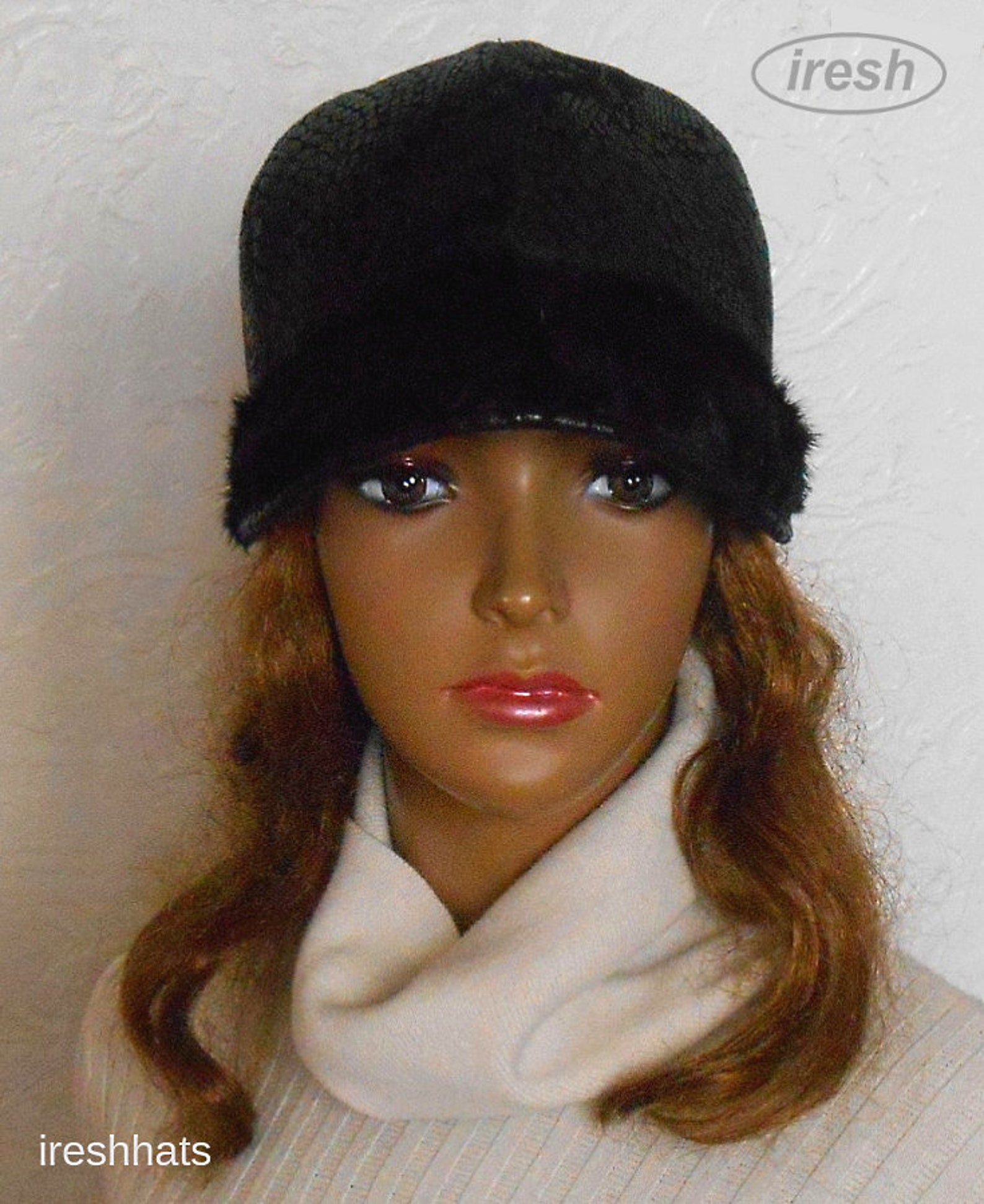 Black Cap Women's Cap Fur Hat Warm Winter Hat Fur Hat Etsy