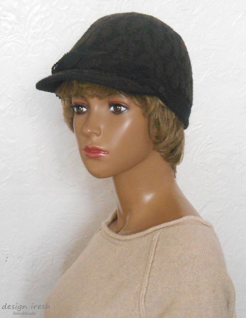 Brown Warm Cap, Felt Warm Baseball Cap, Woolen Hat, Brown Women's Cap