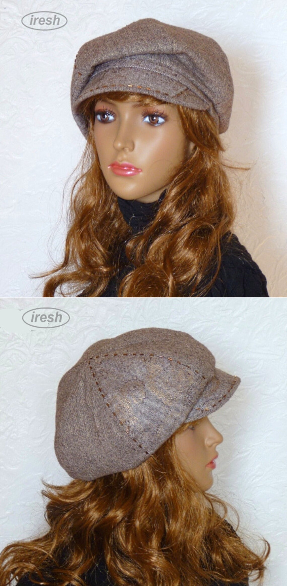 Women's Brown Cap Tweed Cap Newsboy Winter Hat Newsboy Etsy