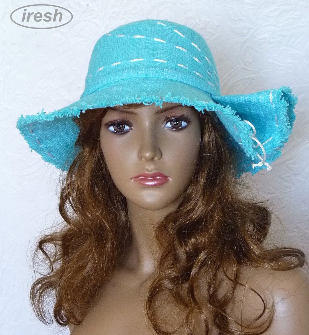 Women's Summer Hat Turquoise Sun Hat Women's Linen Etsy