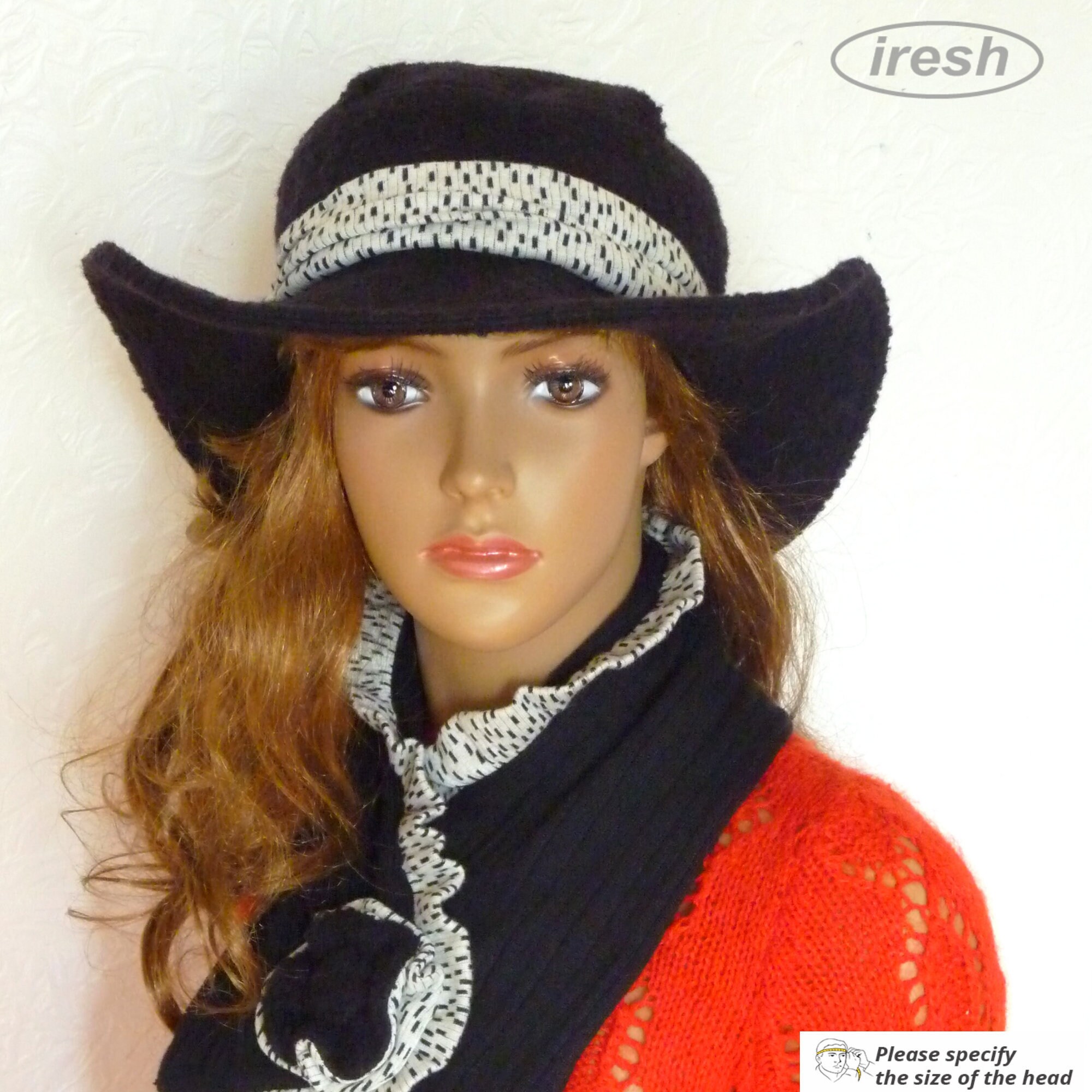 Black Wide Brim Hatwomen's Hat and Scarf Warm Winter Etsy UK