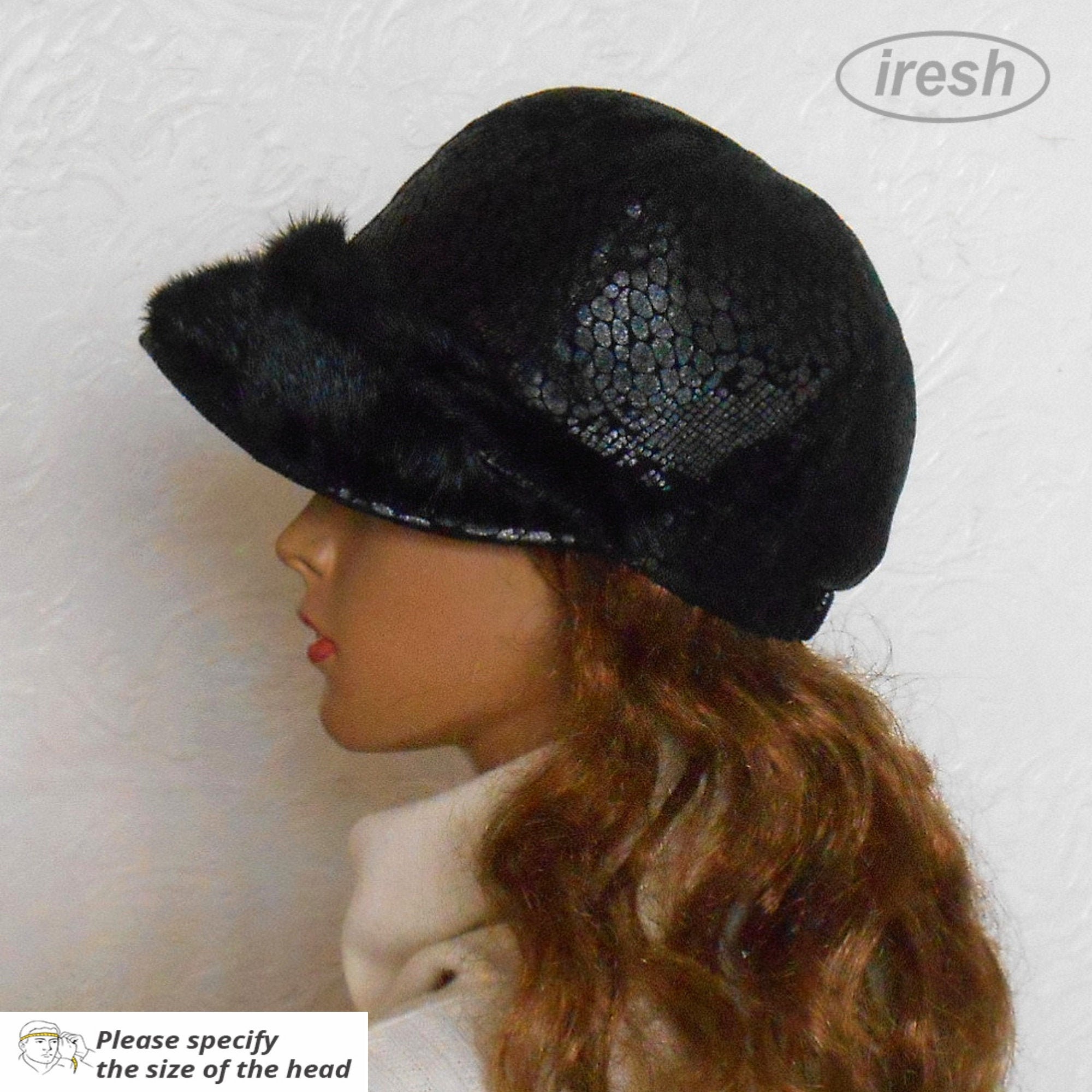 Black cap Women&rsquo;s black cap Fur hat Winter fur hat | Etsy