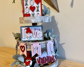 Gnome Valentine’s Day Tier Tray Decor | Mini Valentine’s Gnome Sign | valentine Coffee Bar Decor