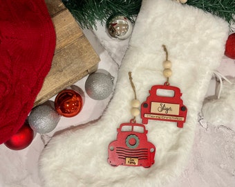 Personalized Red Truck Ornaments