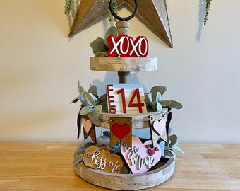 Valentine's Day Tier Tray Decor | Rustic Valentine's Day mini signs | Coffee Bar Decor