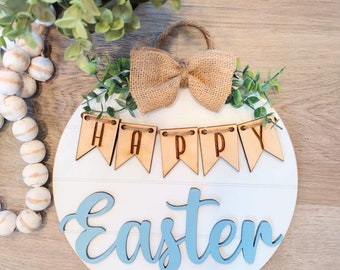 Happy Easter Banner Sign | Easter Door Hanger | Shelf Decor