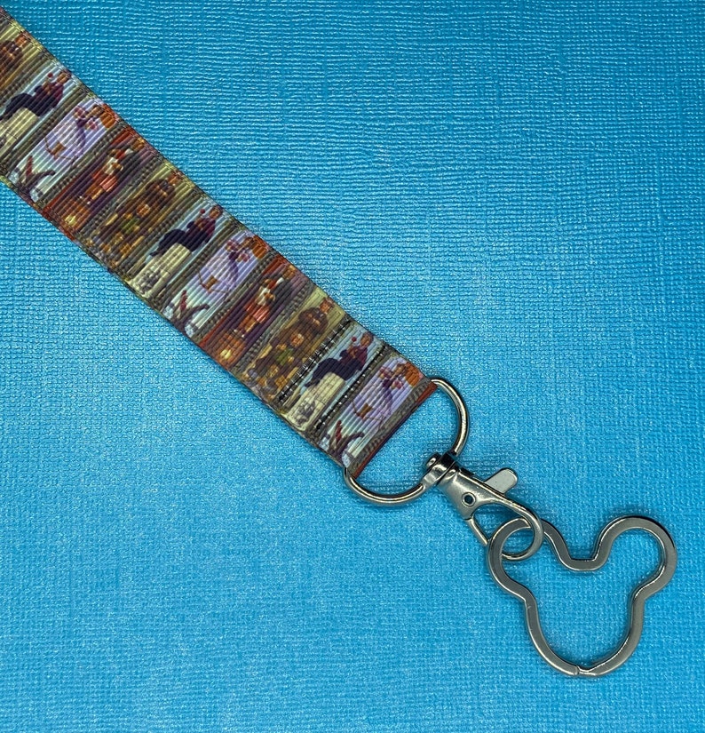 Disneyland Inspired Haunted Mansion Stretching Room Portraits Lined Lanyard with Silver Swivel Clasp