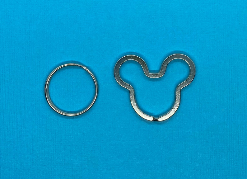 Disney Inspired Stitch Wristlet Keychain Lined in Blue with Silver Fob and Choice of Round or Mickey Key Ring