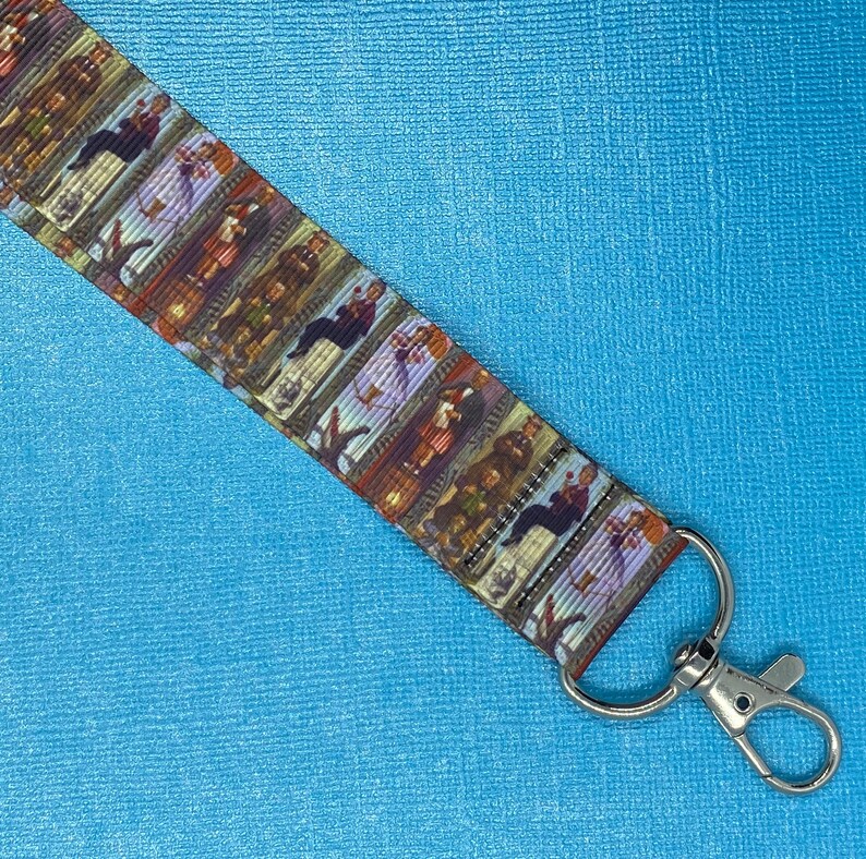 Disneyland Inspired Haunted Mansion Stretching Room Portraits Lined Lanyard with Silver Swivel Clasp