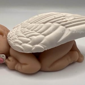 Handmade Sleeping Baby Angel Figurine: Polymer Clay Memorial Keepsake