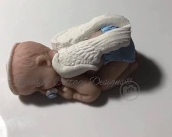Sleeping Baby Angel Elijah, Pregnancy Infant Loss, Cherub, Gift, Memorial, Miscarriage, Polymer Clay Figurine, Keepsake