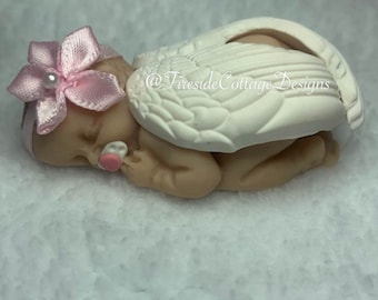 Sleeping Baby Angel Daisy, Pregnancy, Infant Loss, Cherub, Gift, Memorial, Miscarriage, Polymer Clay Figurine, Keepsake