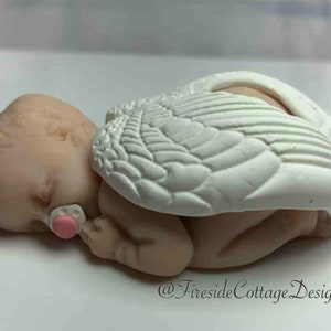 Sleeping Baby Angel Phoebe, Pregnancy Infant Loss, Cherub, Gift, Memorial, Miscarriage, Polymer Clay Figurine, Keepsake