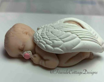 Sleeping Baby Angel Phoebe, Pregnancy Infant Loss, Cherub, Gift, Memorial, Miscarriage, Polymer Clay Figurine, Keepsake