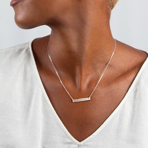 Skinny Bar Necklace, Engravable Jewelry, Minimalist Style, C-NBh30x4-01
