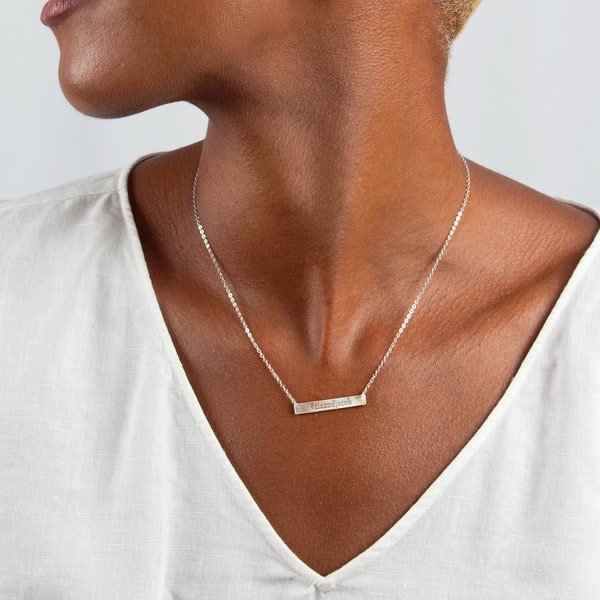 Skinny Bar Necklace, Engravable Jewelry, Minimalist Style, C-NBh30x4-01
