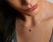 Minimal Delicate Initial Necklace, Personalized Tiny Letter Disk, Mini Disc Jewelry, Simple Engraved Circle Tags, Gold, Silver, Rose NDv6