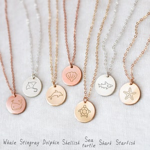 Under the Sea Necklace, Whale, Stingray, Dolphin, Shellfish, Sea Turtle, Shark, Starfish, sea horse, Silver Gold Rose • NDv13-17