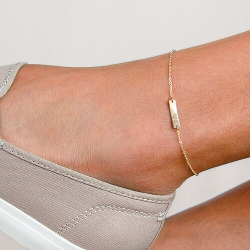 Rose gold anklet with initial Clearance