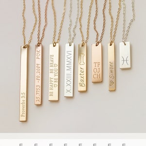 Collar de barra personalizado, joyería grabable, estilo minimalista, C-NBv-01