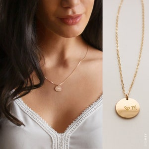 Bridesmaid Gift Disc Necklace, Engravable Jewelry, Minimalist Style, C-NDv13-04