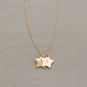 Personalized star necklace, engrave with initial, Silver star, Gold star, Rose gold star, dainty initial star necklace • NFSTvm