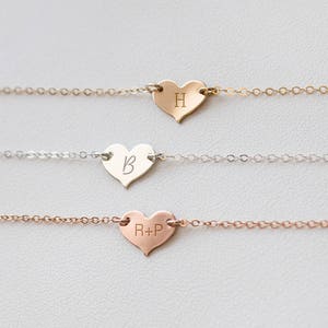 Valentines Necklace, Personalized Heart Necklace, Gold fill, Silver Heart Necklace, engraved Necklace, Initial Necklace • NHh11x9