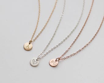 Tiny Silver Disc Necklace, Dainty Silver Necklace, Initial Silver Necklace, Delicate Silver Necklace, Everyday Jewelry, Dainty, Gold • NDV60