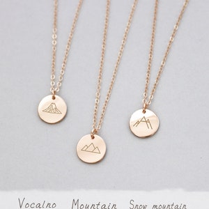Snowy Mountain Necklace, Engravable Jewelry, Minimalist Style, C-NDv13-13