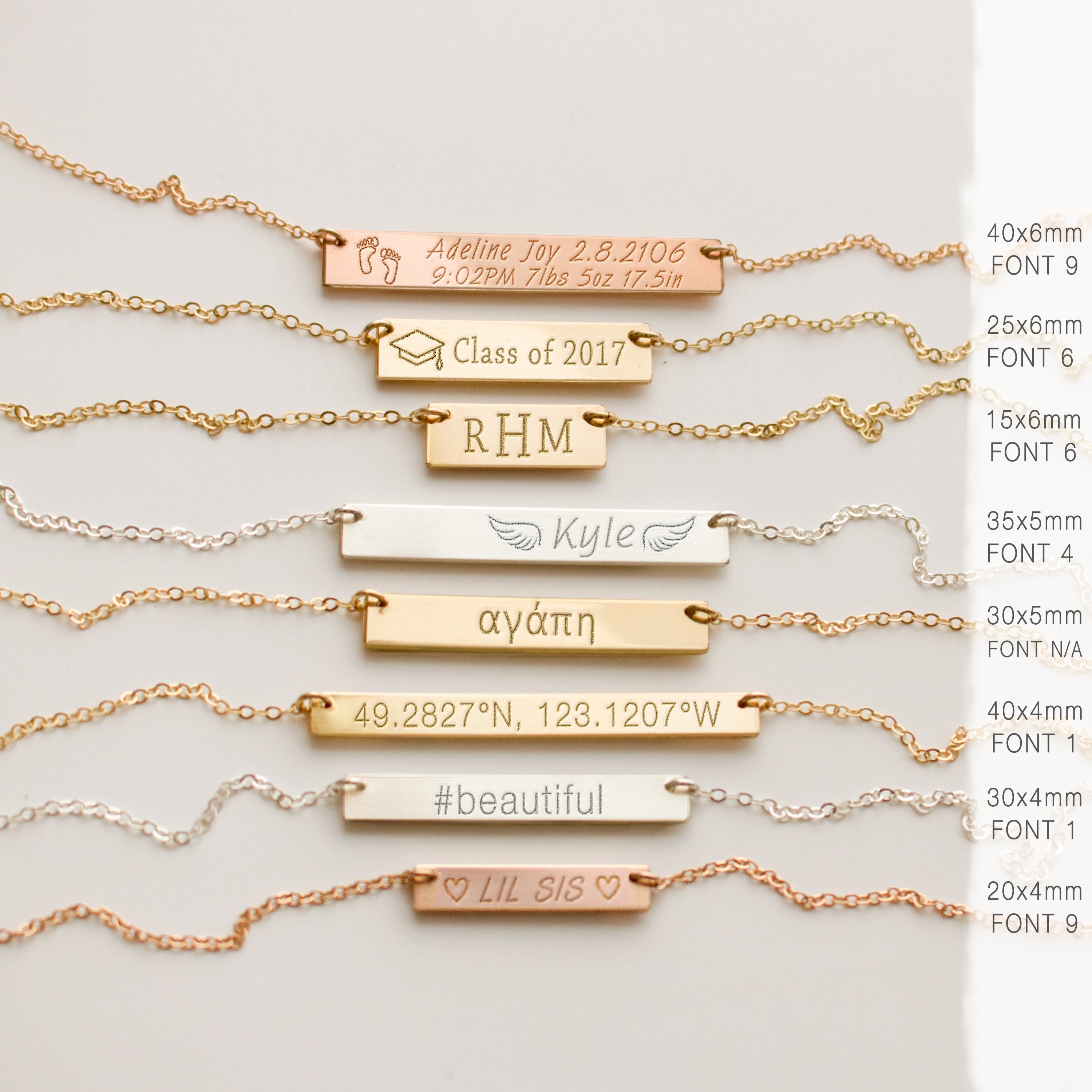 Personalized Bar Necklace Customized 
