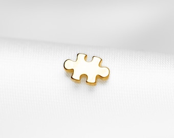 Jigsaw Puzzle Stud, Threadless Flat Back Earring, Minimalist Style, C-SS1197