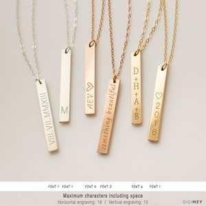 Collar de barra de plata, joyería grabable, estilo minimalista, C-NBv30x4